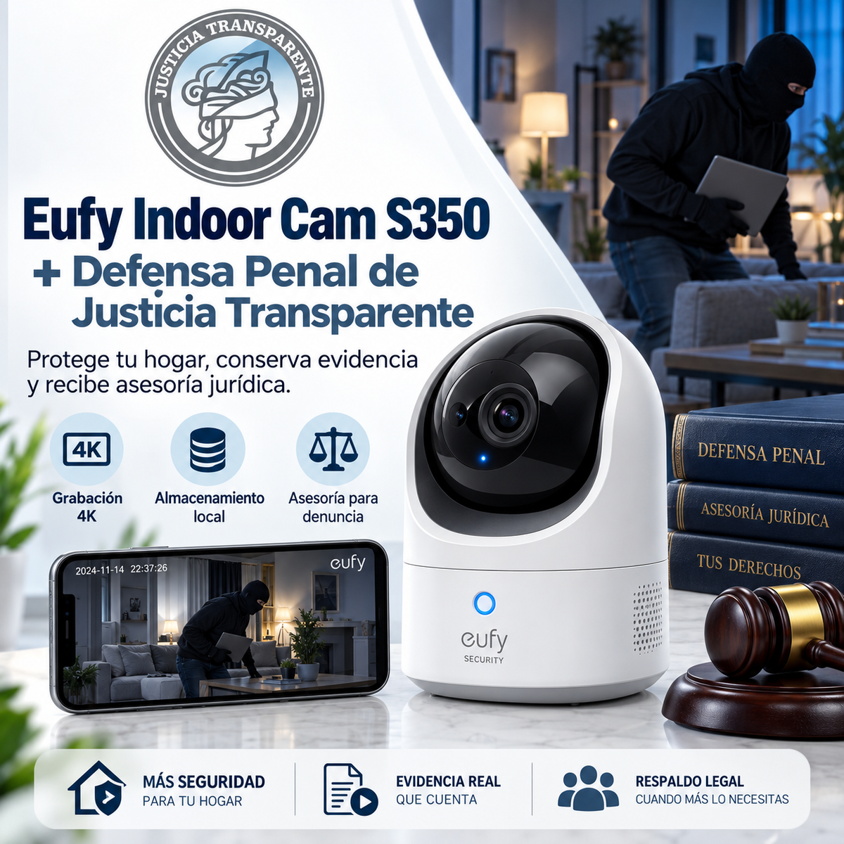 Eufy Indoor Cam S350 + Asesoría Jurídica Justicia Transparente